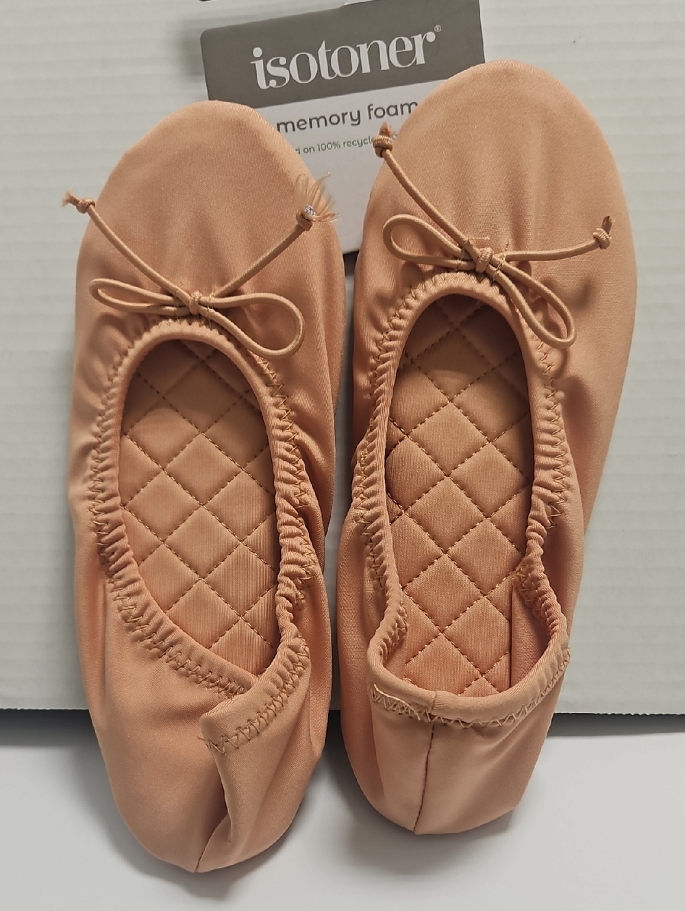 isotoner Peach Bow Ballet Slippers
